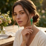 Jade & Enamel Flower Drop Earrings