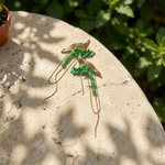 Jade & Enamel Flower Drop Earrings