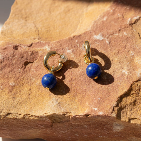 Lapis Hoop Earrings