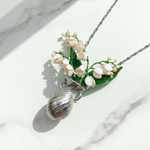 Lily of the Valley Floral Statement Necklace in Silver