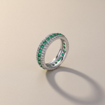 Moissanite Eternity Ring with Ruby, Emerald & Sapphire Stones