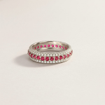 Moissanite Eternity Ring with Ruby, Emerald & Sapphire Stones
