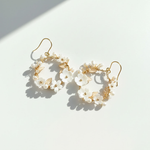 Mother of Pearl Floral Hoop Earrings with Freshwater Pearls