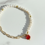Pavé Pomegranate & Freshwater Pearl Bracelet
