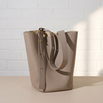 Pebbled Leather Bucket Shoulder Bag