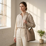 Pebbled Leather Bucket Shoulder Bag