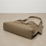 Pebbled Leather Tote Bag with Twist-Lock Clasp