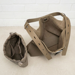 Pebbled Leather Tote Bag with Twist-Lock Clasp