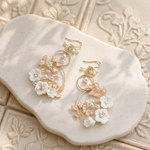 Porcelain Floral Hoop Drop Earrings