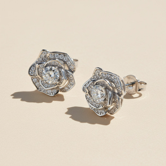 Rose Bloom Moissanite Studs