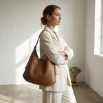 Smooth Leather Hobo Shoulder Bag