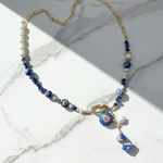 Sodalite, Pearl & Cloisonné Artisan Necklace