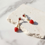 Strawberry Enamel Drop Earrings with Pearl