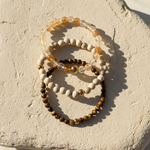 Tiger Eye & Rutilated Quartz Gemstone Bracelet Set