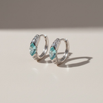 Topaz Blue Moissanite Huggie Earrings