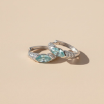Topaz Blue Moissanite Huggie Earrings