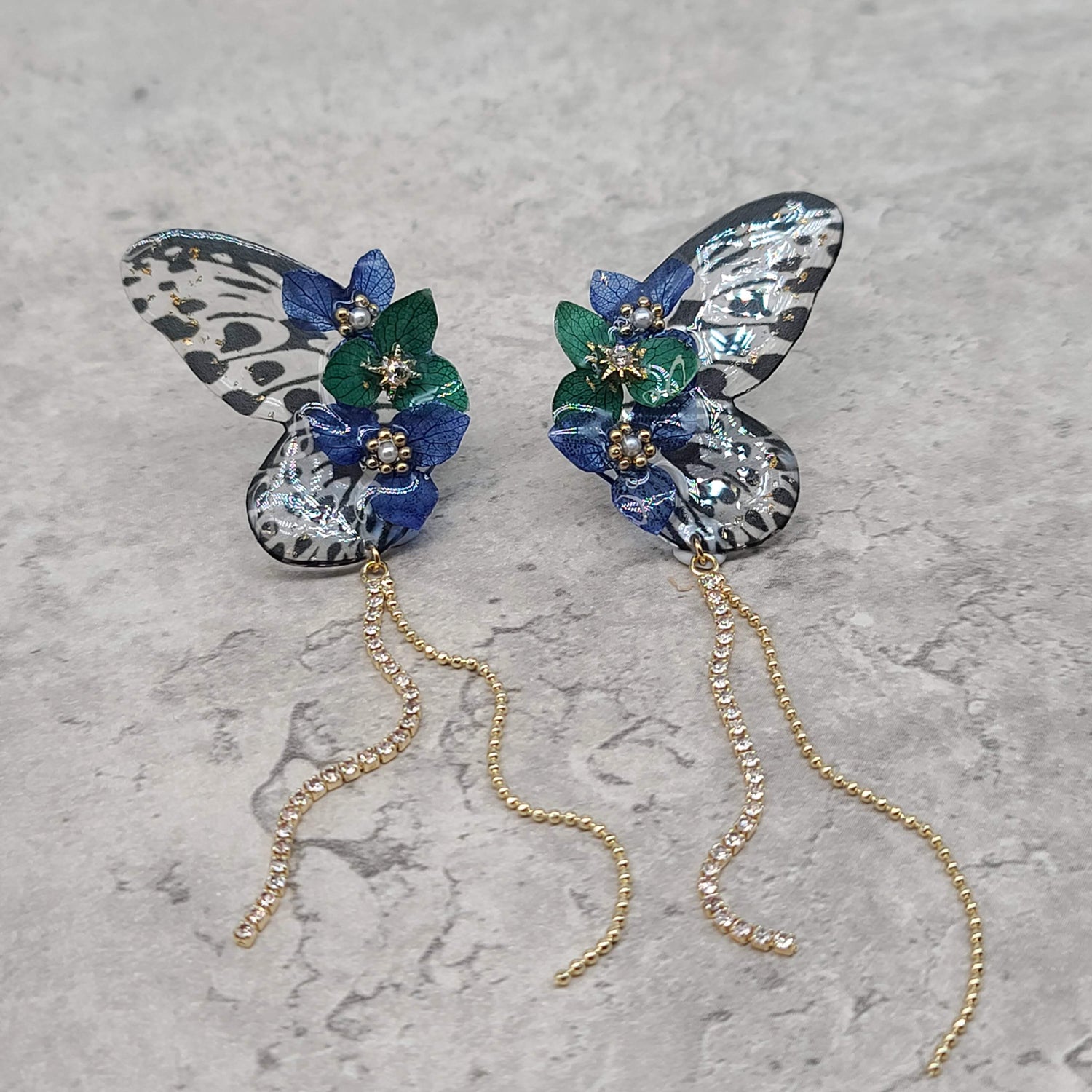 Fairy Butterfly Earrings with Strass Chain