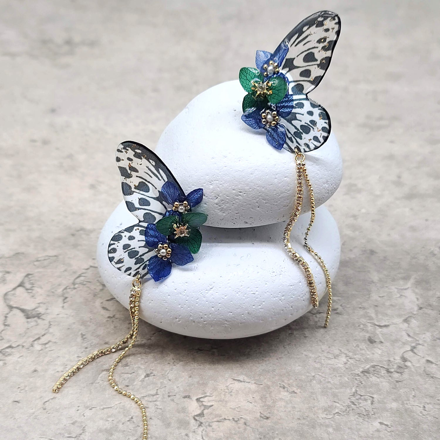 Fairy Butterfly Earrings with Strass Chain