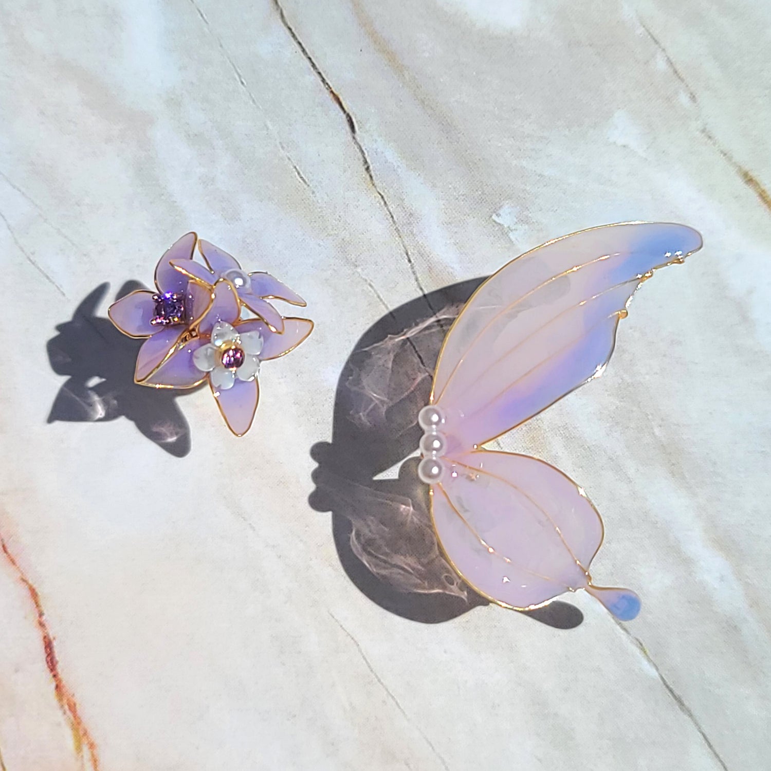 Purple Fairy Butterfly Wing Earrings
