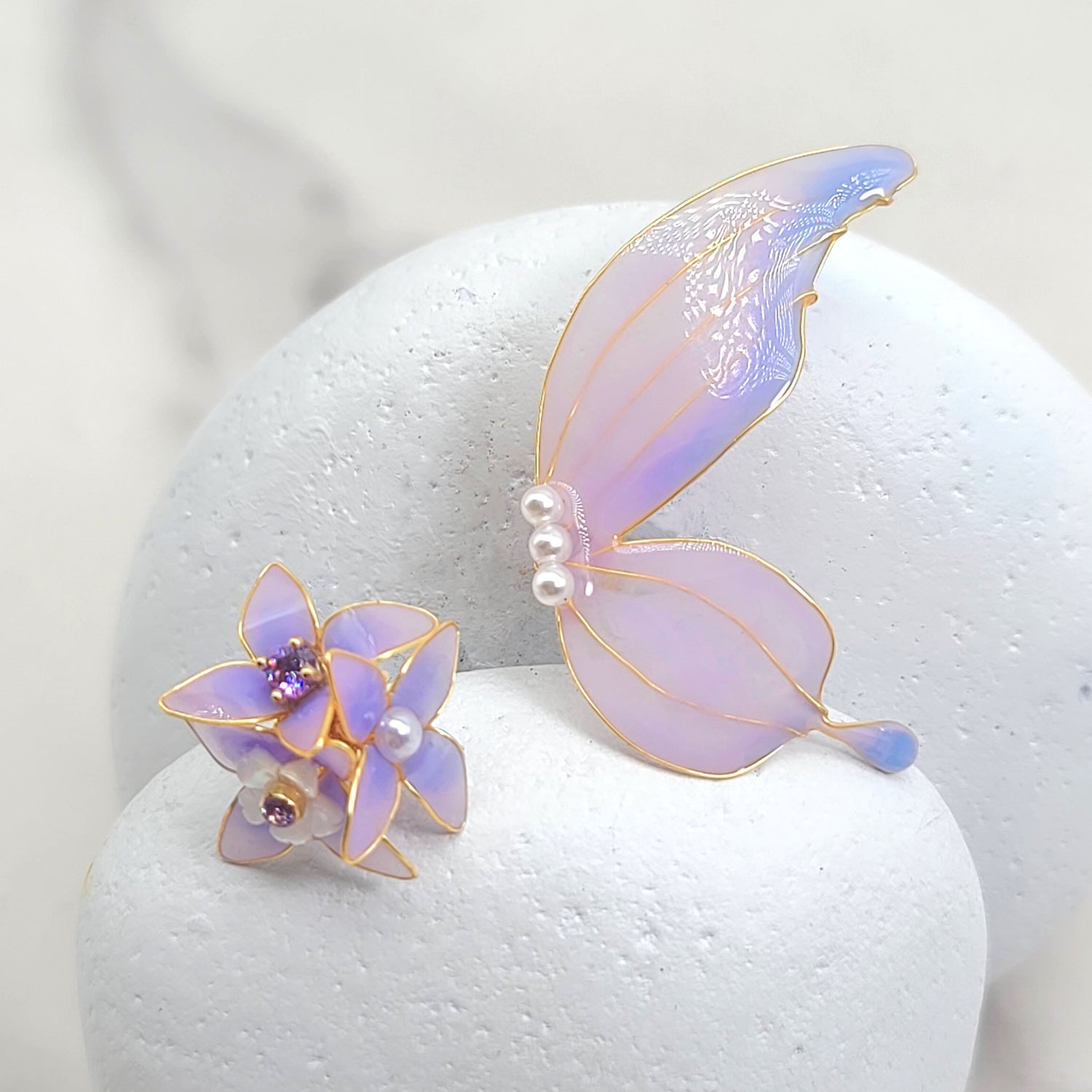 Purple Fairy Butterfly Wing Earrings