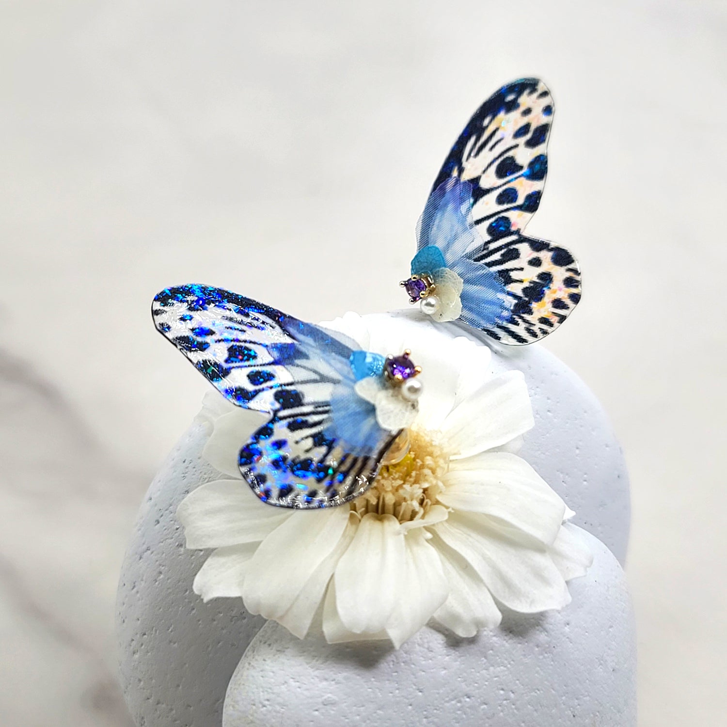 Glitter Butterfly Wing Stud Earrings