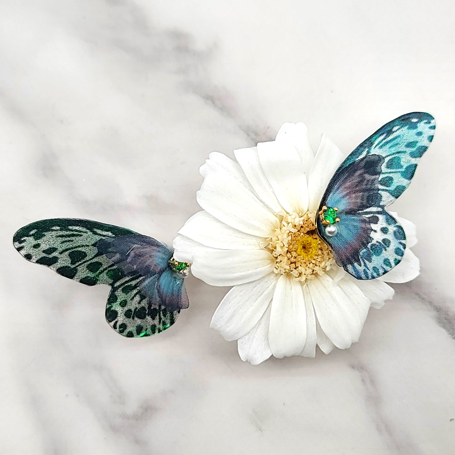 Green Glitter Butterfly Wing Stud Earrings