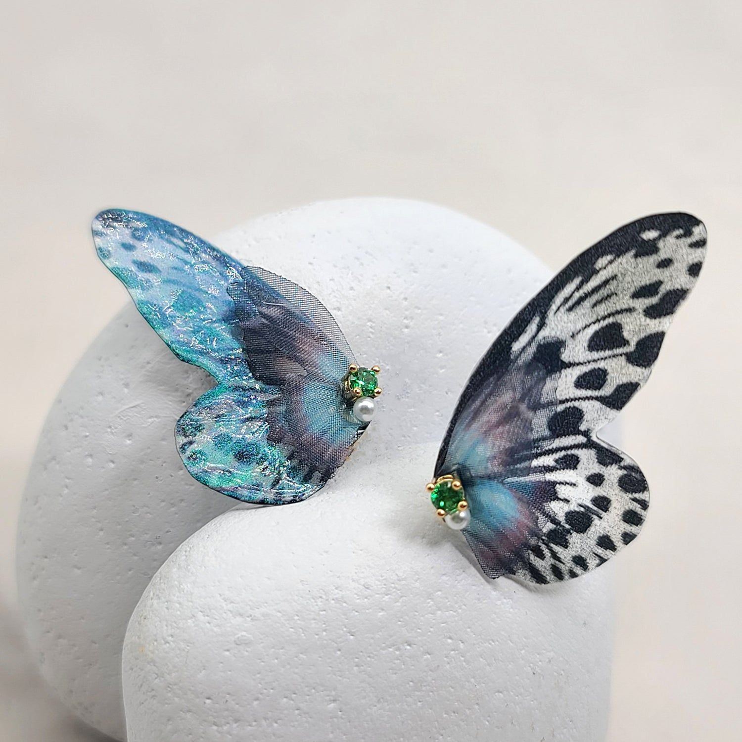 Green Glitter Butterfly Wing Stud Earrings