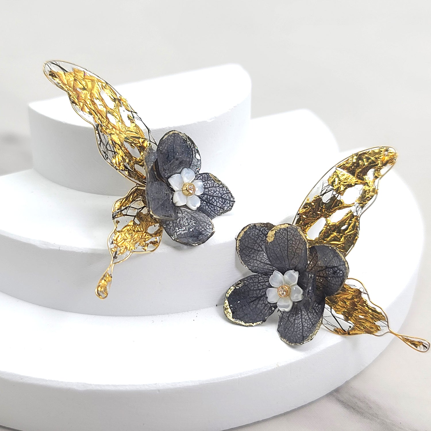 Gold Leaf Butterfly Wing Earrings