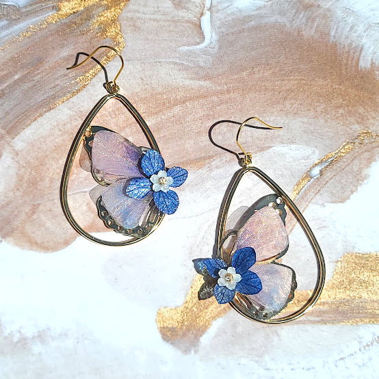 Butterfly Flower Teardrop Earrings