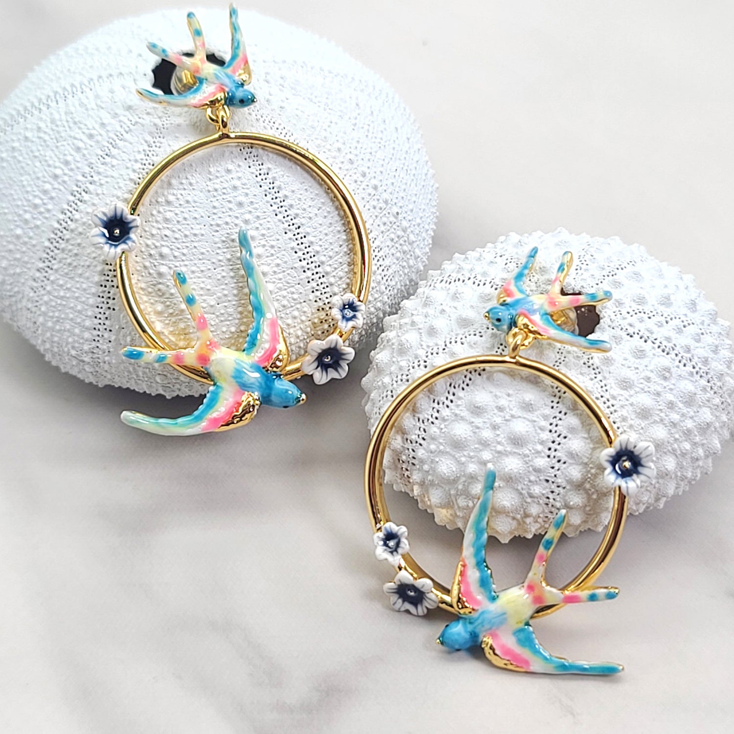 Blue Sparrow Earrings, Blue Bird Earrings
