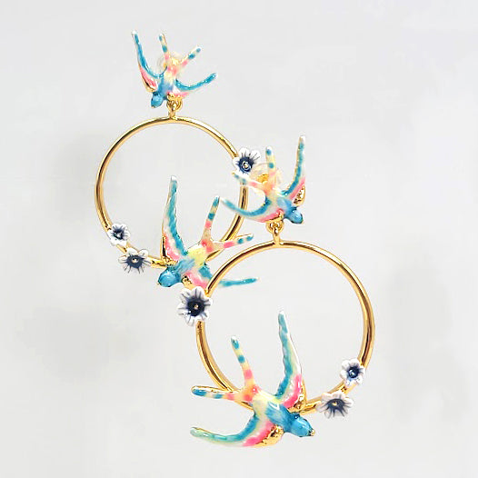 Blue Sparrow Earrings, Blue Bird Earrings