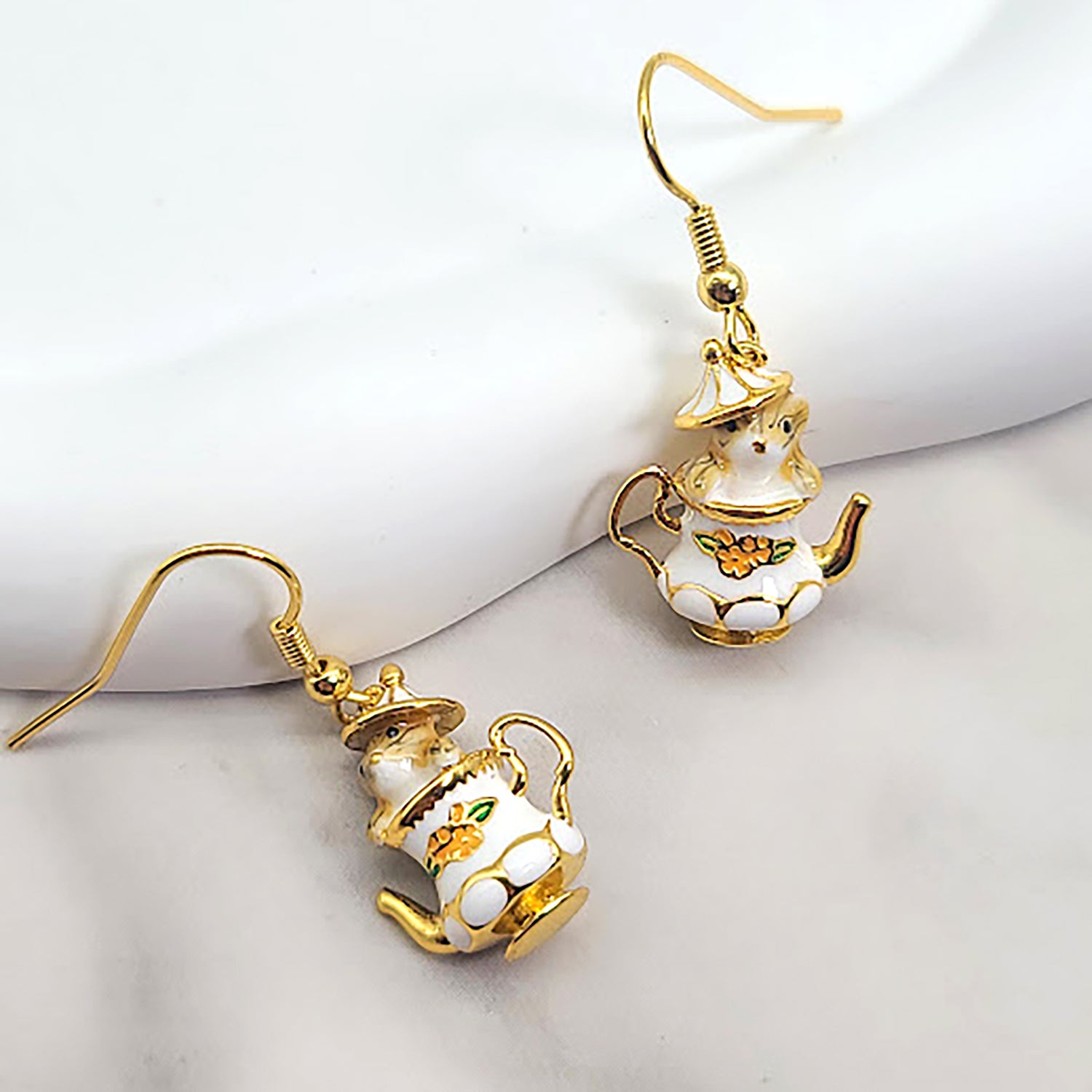 Mouse Teapot Dangle Earrings, Hamster Earrings