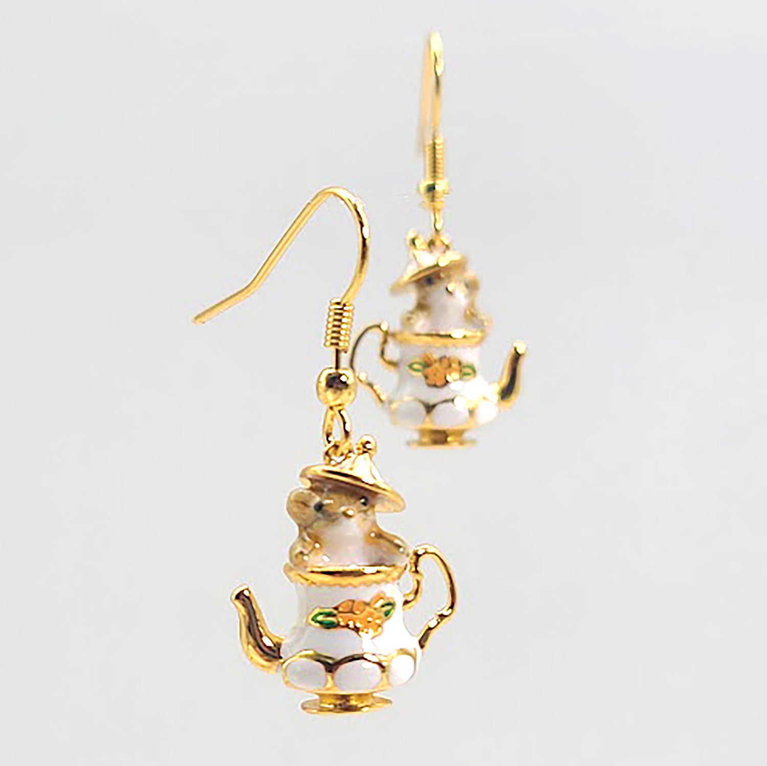 Mouse Teapot Dangle Earrings, Hamster Earrings