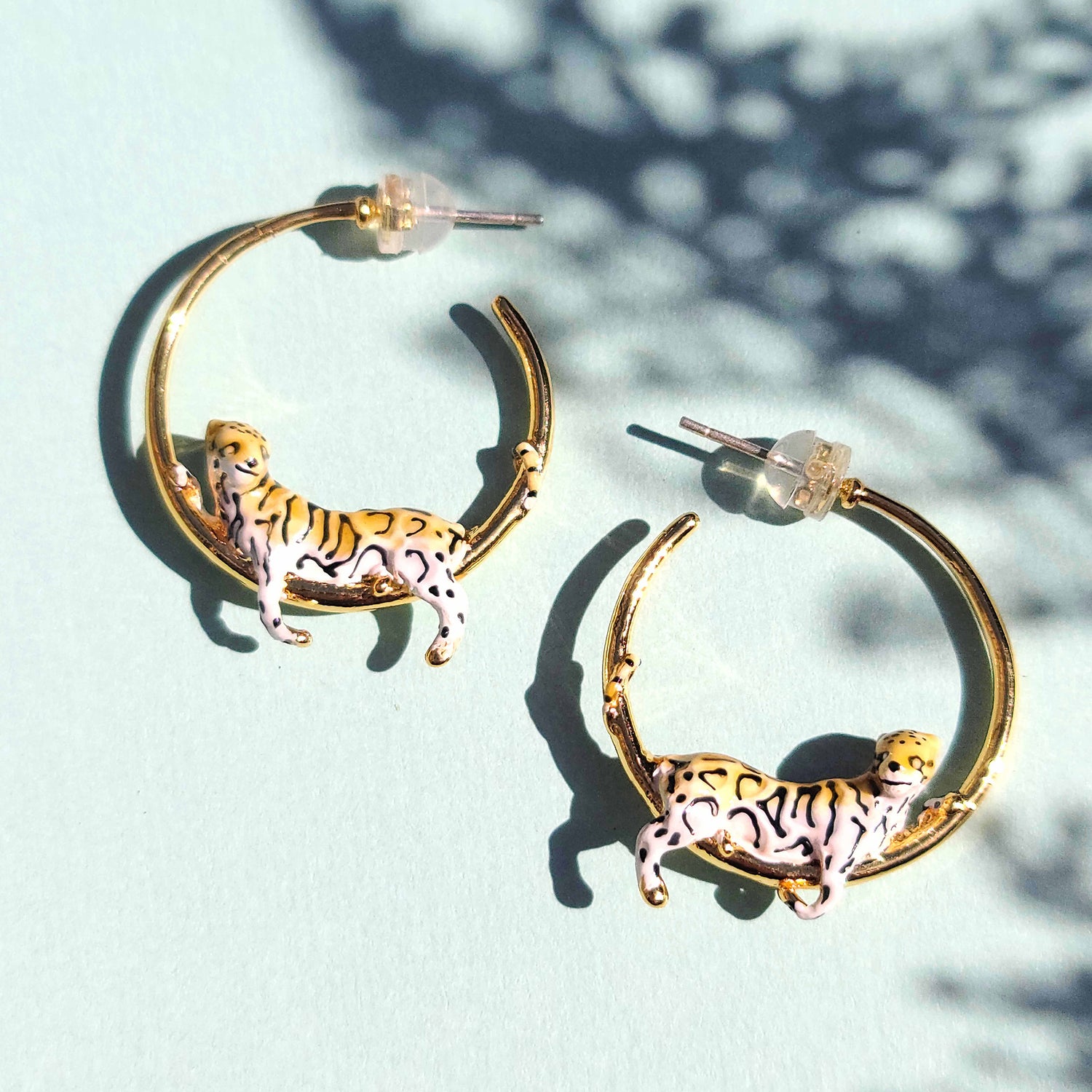 Leopard Enamel Hoop Earrings