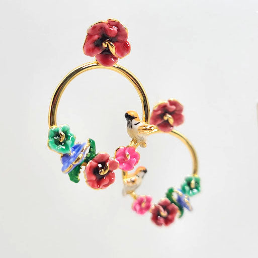 arum♡ Bird Sakura Flower Earrings – Fly into Style with Floral